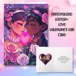 Cartão Anime de Casal LGBT Personalizado Dia dos Namorado