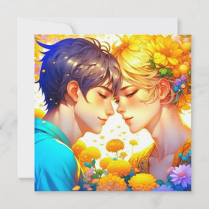 Cartão Anime de Casal Romântico Personalizado Dia dos Nam