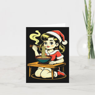Cartão Anime Feminino Ramen Natal Kawaii Garota Papai Noe