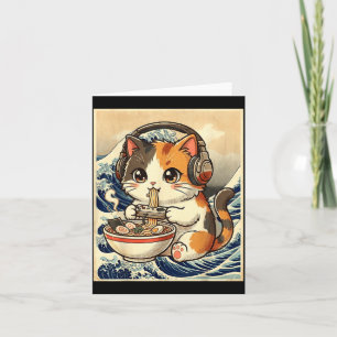 Cartão Anime Gato Ramen Gamer Arte Japonês Retro Vintage