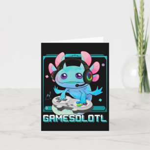 Cartão Anime-Gótico do Jogador de Vídeo Axolotl Kawaii Pa