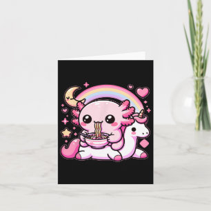 Cartão Anime Kawaii Axolotl Comendo Ramen Noodles Tee