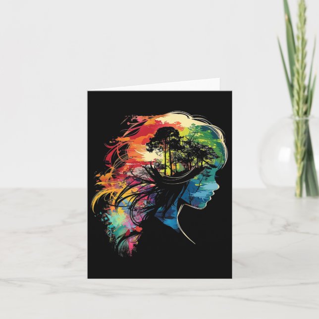 Cartão Animê Motivo Mangá Ilustração Colorida Animê  (Frente)