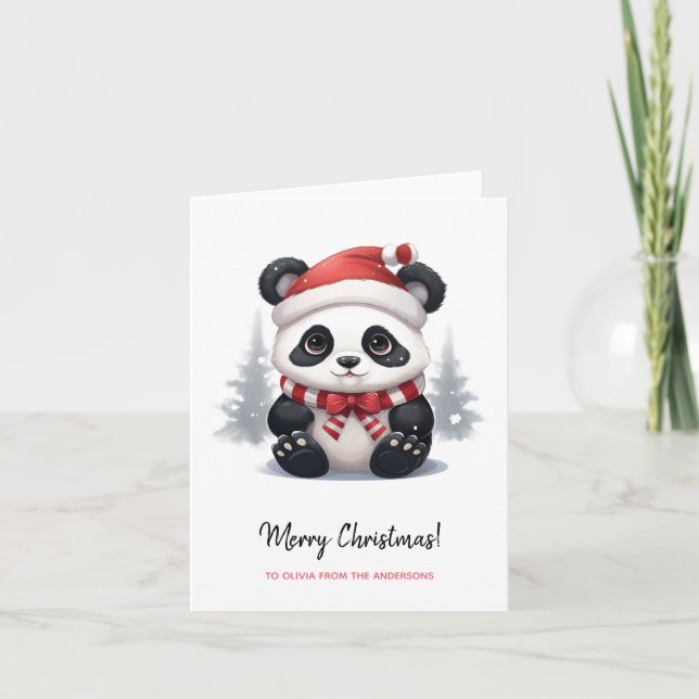 Cartão Anime Papais noeis de Panda Feliz Natal (Frente)