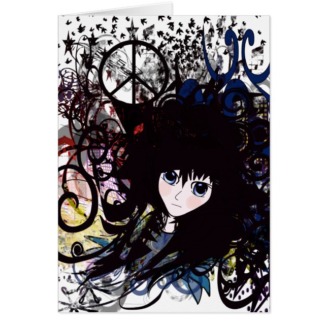 Cartão Anime Peace Grunge (Frente)