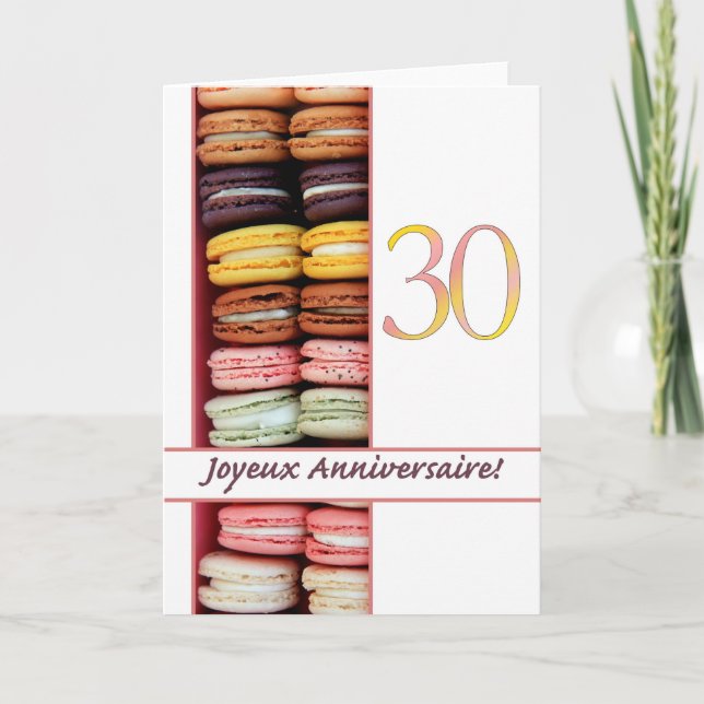 Cartão Aniversaire 30 francês Macaron-Joyeux Anniversaire (Frente)