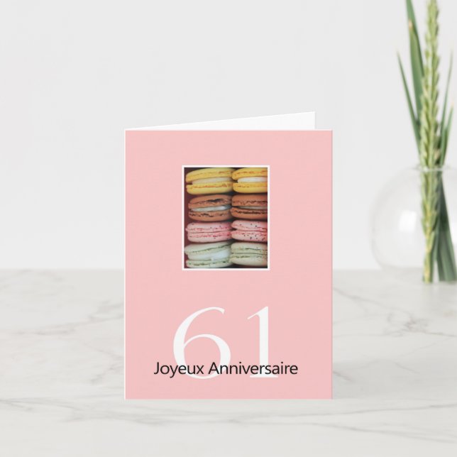 Cartão Aniversaire francês de 610 ruas, Macaron-Joyeux An (Frente)