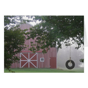 Cartão aniversariante vermelho e listrado branco