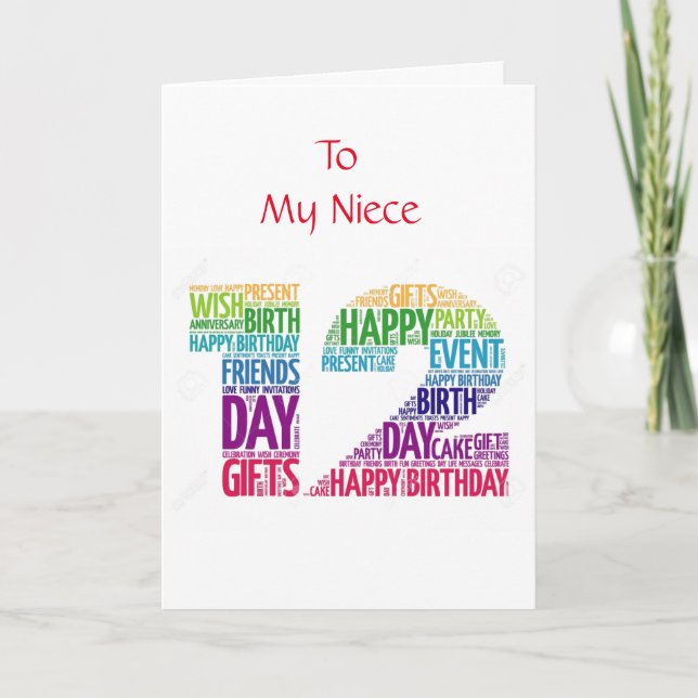 CARTÃO **ANIVERSÁRIO 12 PARA A MINHA AMIGÁVEL NIECE** (Frente)