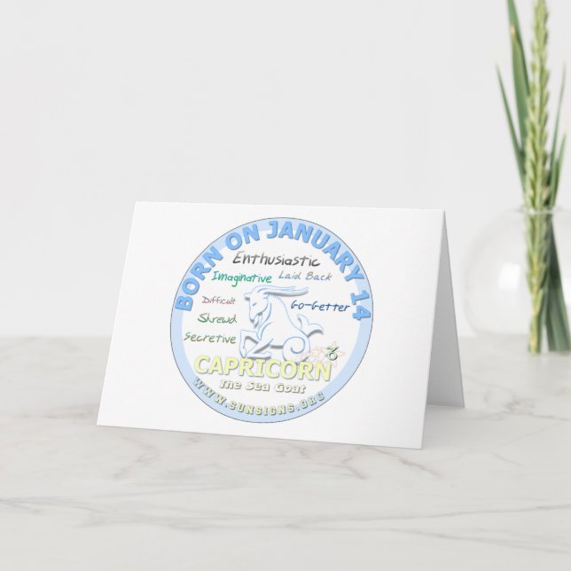 Cartão Aniversário 14 de Janeiro - Capricórnio (Frente)