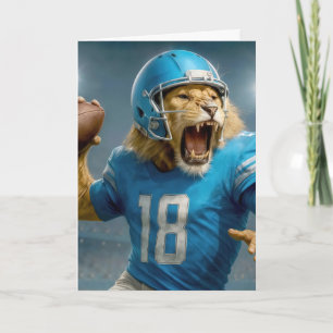 Cartão Aniversário #18 Lion Quarterback Jogador de Futebo