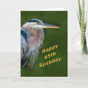 Cartão Aniversário, 65º, Excelente Blue Heron Bird Card