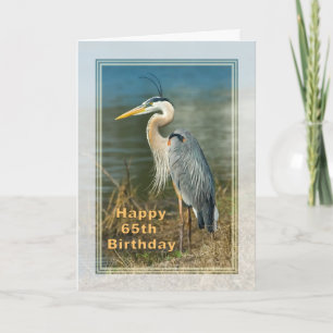 Cartão Aniversário, 65º, Excelente Blue Heron Bird Card