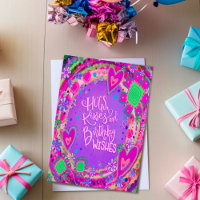 Aniversário Abraça Corações Florais Roxos Trendênc