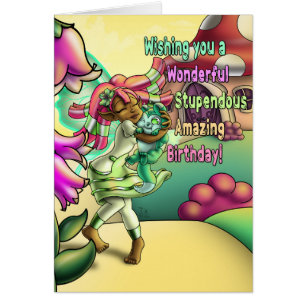 Cartão Aniversário Adorável da Fada Negra