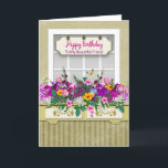 Cartão Aniversário, amigo, flores na caixa de janela<br><div class="desc">Veja a mesma imagem em muitas outras categorias que incluem expressões,  convites e mais.</div>
