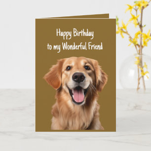 Cartão Aniversário Amigo Maravilhoso Cachorro Golden Retr