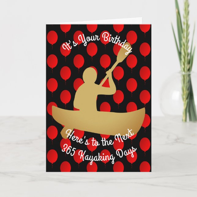 Cartão Aniversário aos próximos 365 dias Kayaking (Frente)