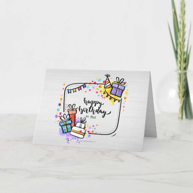 Cartão Aniversário Apresenta (Foto Opcional) (Frente)