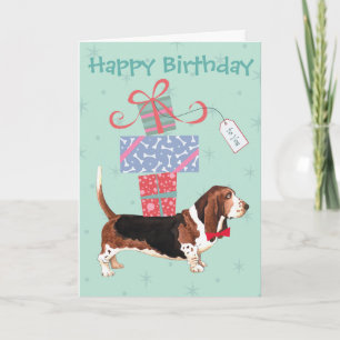 Cartão Aniversário Apresenta Hound Basset