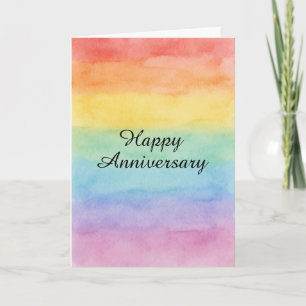 Cartão Aniversário Arco-íris Aquarela Minimalista – LGBTQ