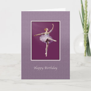 Cartão Aniversário, Ballerina em Púrpura e Branco