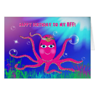 Cartão Aniversário, BFF, AMIGO, Humourous, Octopus Sassad