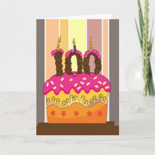 Cartão aniversário - bolo com vela de 100 a 100 anos g