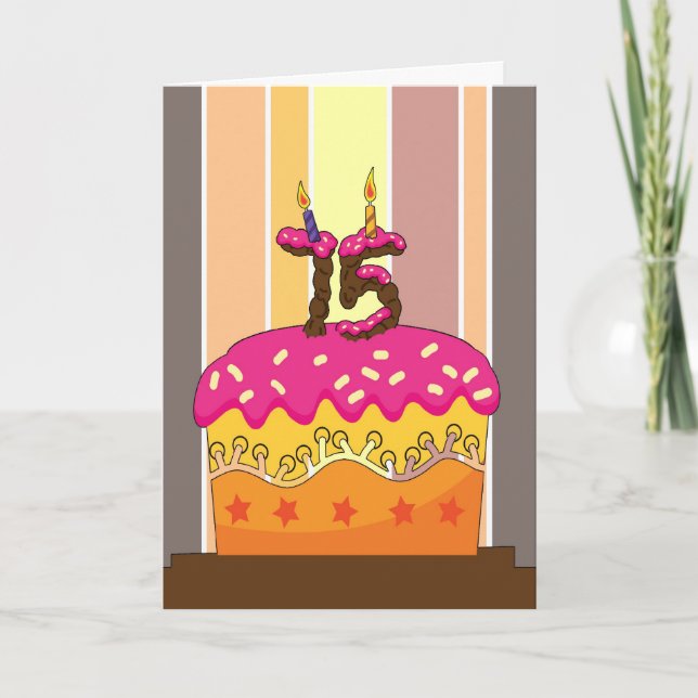 Cartão aniversário - bolo com velas de 75 a 75 anos (Frente)