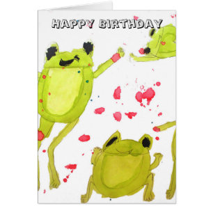 Cartão Aniversário bonito da ilustração do sapo