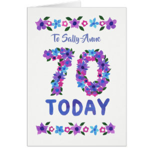 Cartão Aniversário Bonito Floral 70, para qualquer pessoa