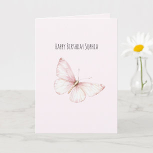 Cartão Aniversário Borboleta Rosa Bonita