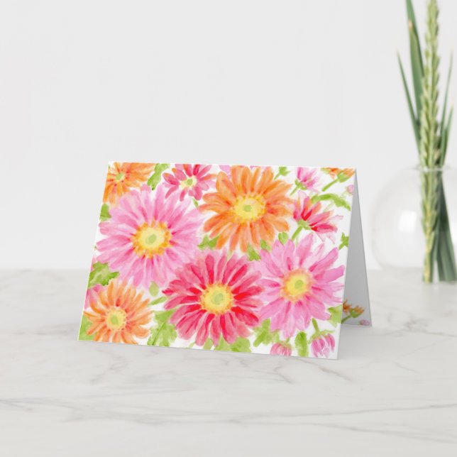 Cartão Aniversário Burst Daisies Joy e Bênçãos (Frente)