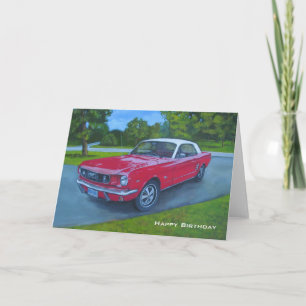 Cartão Aniversário, Carro Vermelho, Pintura Original, Car