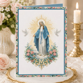 Cartão Aniversário Católico Nossa Senhora da Graça Floral