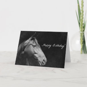 Cartão Aniversário Cavalo Preto Grunge