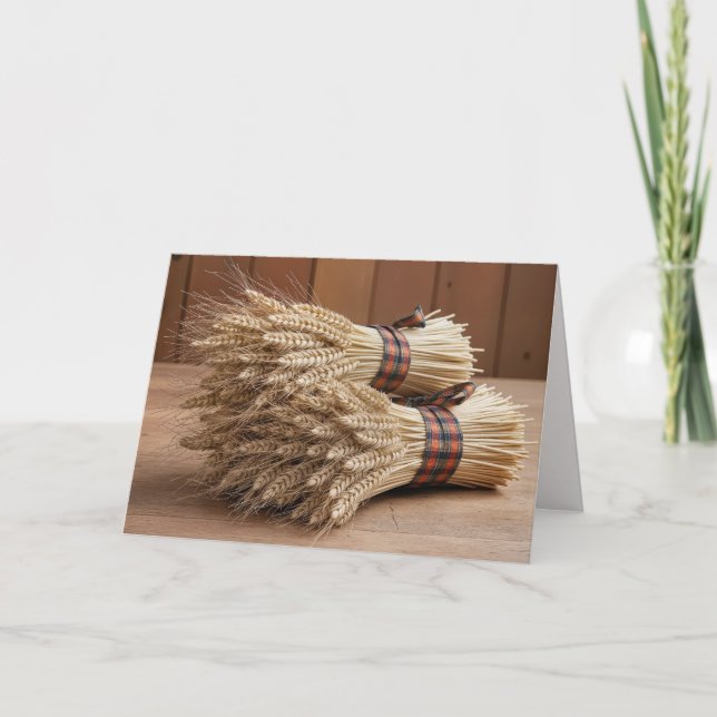 Cartão Aniversário Colhe Pacotes de Trigo (Frente)