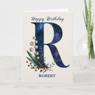 Cartão Aniversário com a Letra R para Ele Personalizado N