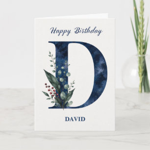 Cartão Aniversário com Letra D para Ele Personalizado Nom