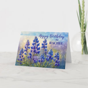 Cartão Aniversário com pintura de Bluebonnets no Texas