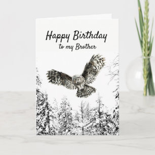 Cartão Aniversário Coruja Pássaro Aquarela Irmão