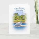 Cartão Aniversário, cunhada, grande Egret<br><div class="desc">Este grande Egret bonito está procurarando por seu almoço neste cartão colorido do aniversário.   Sinta livre mudar o verso interno para serir suas necessidades.</div>