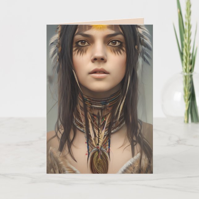 CARTÃO ANIVERSÁRIO DA ARTE INDIANA NATIVA AMERICANA (Frente)