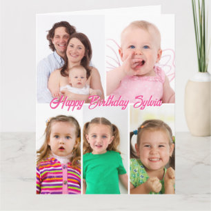 Cartão Aniversário da Colagem de Fotos Personalizada