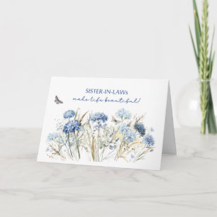 Cartão Aniversário da Cunhada Flores Silvestres Azul Empo