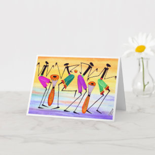Cartão Aniversário da Felicidade Arte Africana com Aquare