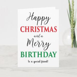 Cartão Aniversário da Feliz de Natal Moderno e Feliz