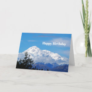 Cartão Aniversário da Foto de Neve da Montanha Denali Ala