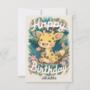 Cartão Aniversário da Girafa do Pequeno Presente
