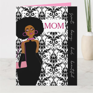 Cartão Aniversário da Glamourosa Mãe Afro-Americana Glamu